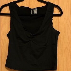 Divided Black Sleeveless Crop Top